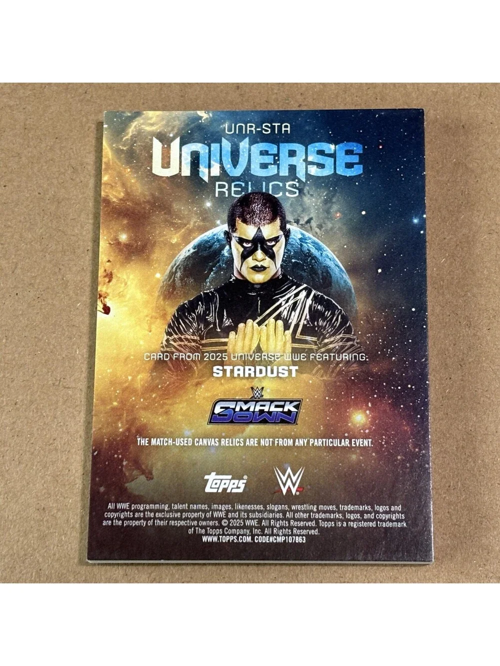 2025 Topps Universe WWE Stardust #UNR-STA Universe Relics #/299 SmackDown